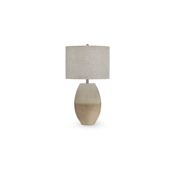 Signature Design by Ashley Linas Metal Table Lamp, Cream & Beige Finish, 20" Tall, Modern Drum Shade