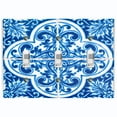 thumbnail image 1 of Metal Light Switch Plate Cover Elegant Blue White Mandala Tile Pattern TIL024, 1 of 13