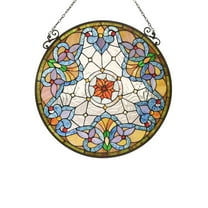 CHLOE Norah Victorian Tiffany-glass Window Panel 24" Tall
