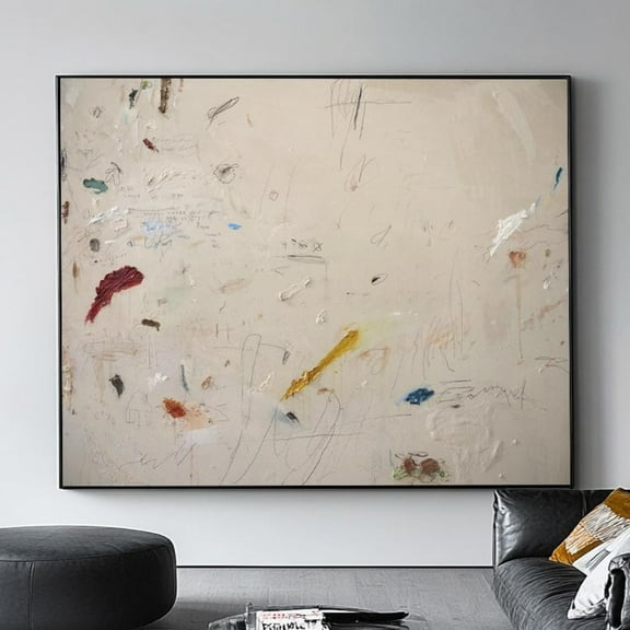 Large Minimalist Graffiti Painting, Beige Abstract Wall Art, Beige Wabi-Sabi Wall Art, Minimalist Artplaster Horizontal Art, Beige Room Decor Wall Art, Modern Wall Decor, 8x12 UNFRAMED