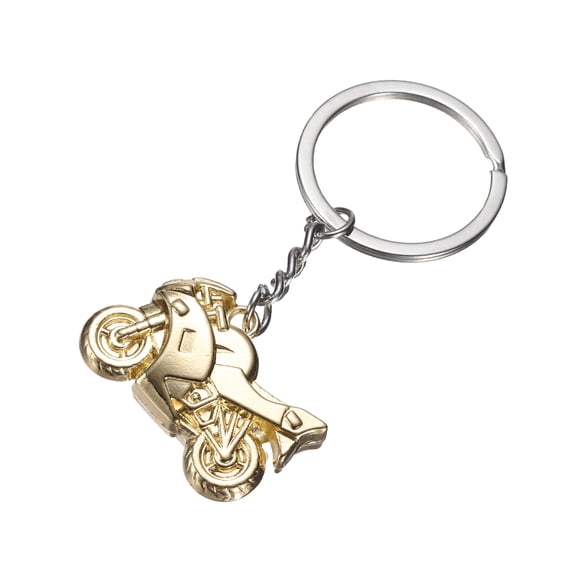 Uxcell Metal Motorcycle Keychain, Cool Car Key Chains Motorcycle Keyring Fashion Car Key Fob Fit Men and Women, Gold
