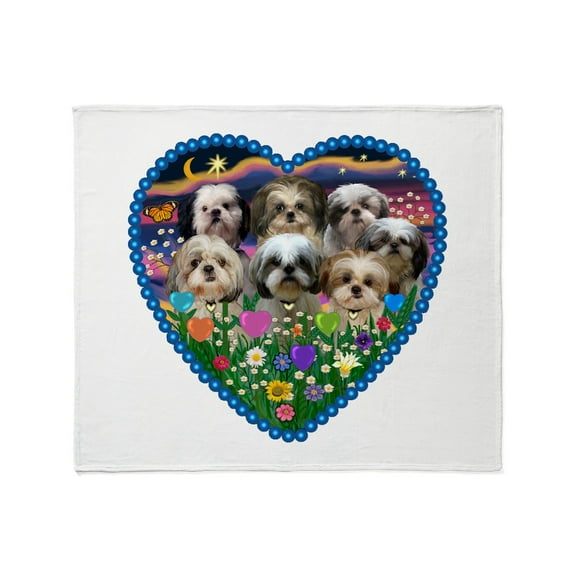 CafePress - Shih Tzus In Heart Garden Throw Blanket - Soft Fleece Throw Blanket, 50"x60" for All Ages