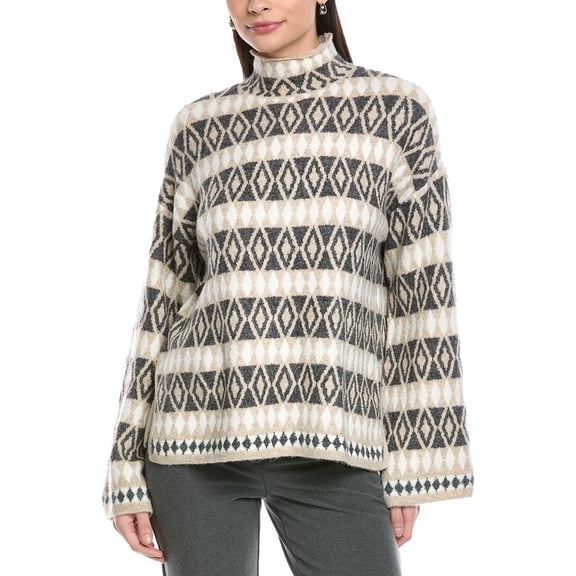 Vince Camuto womens Diamond Pattern Turtleneck Sweater, XL, Brown