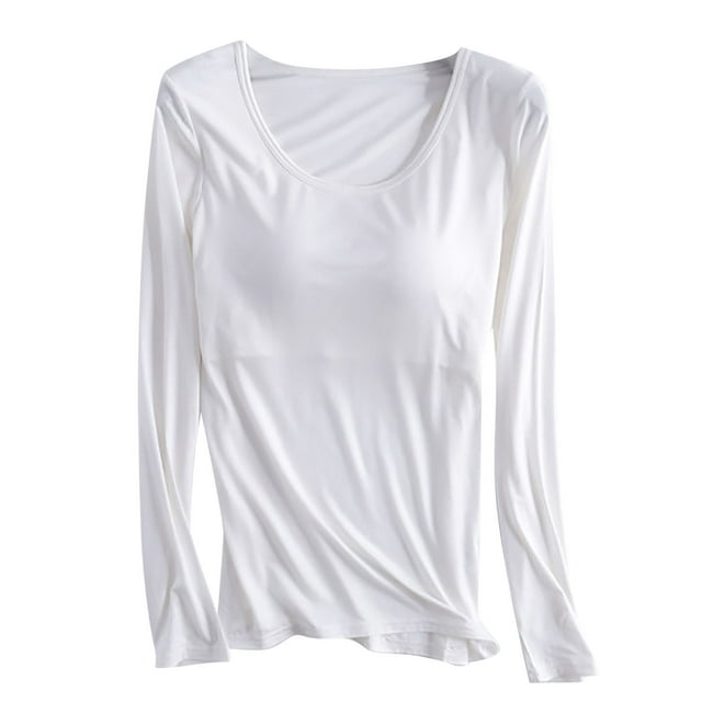 vdgthytj Hauts de Pyjama pour Femmes avec Soutiens-Gorge Intégrés Automne Décontracté Manches Longues Col Rond sous-Vêtements de Détente Confortables