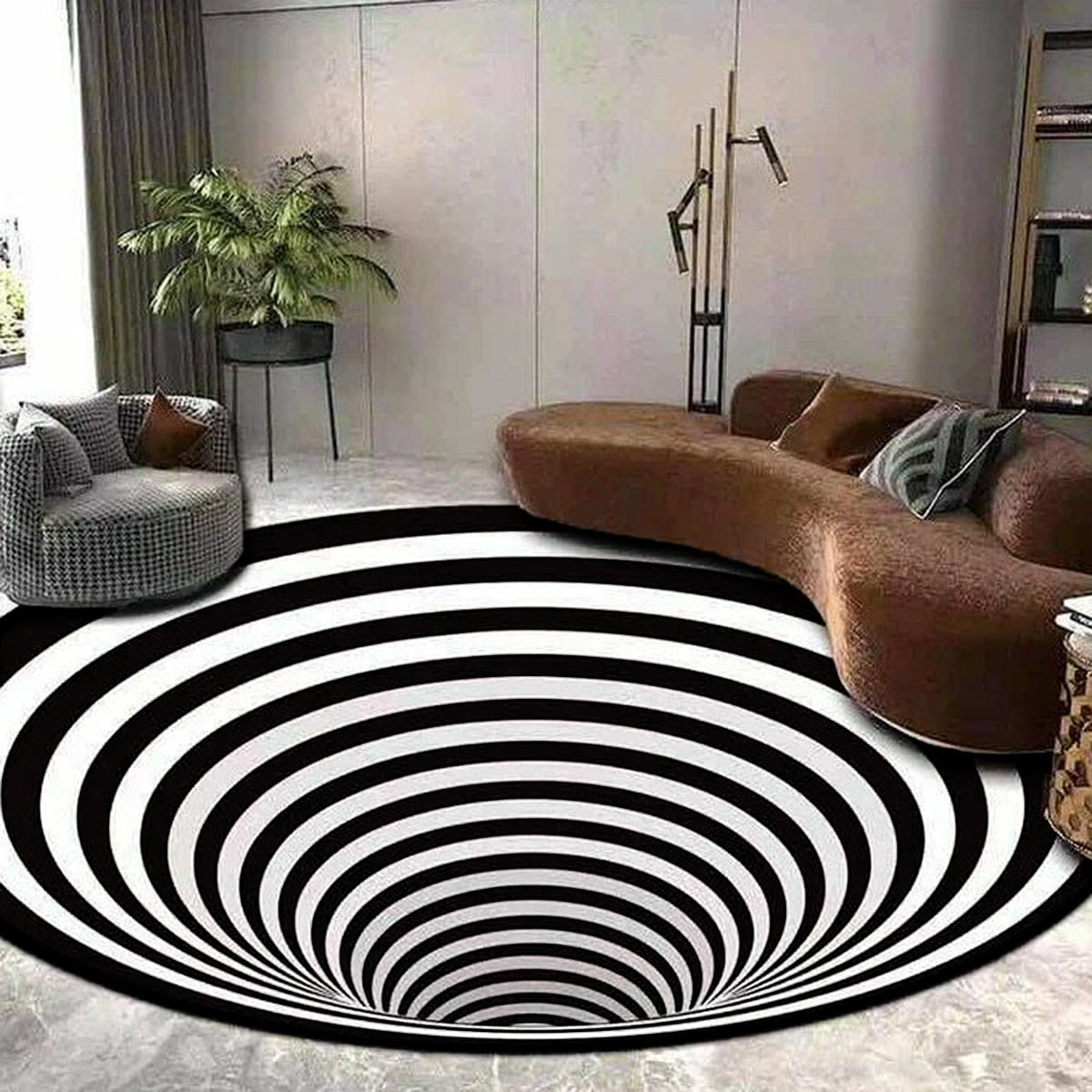 3D Printed Round Illusion Carpets Area Rug Vortex Door Mat Floor Mats Anti-slip 