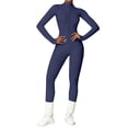 thumbnail image 2 of Women's Zippered Full Body Yoga Suit, Long Sleeve High Waist Tight Bodysuit for Women, Fitness Workout Bodysuit for Yoga, Gym, Running and Casual Outerwear Sportswear Blue, 2 of 5