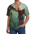 thumbnail image 1 of Balery Flying Parrots In Jungle Camisa Casual de Manga Corta con Botones para Hombre, Texturizada, Estilo Cubano, para Playa, Verano-Large, 1 of 5
