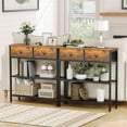 thumbnail image 5 of 29.5" Narrow Console Table with 2 Fabric Drawers, Sofa Table, Small Entryway Table with 3-Tier Storage Shelves, Behind Couch Table, for Living Room, Hallway, Rustic Brown and Black BF72XG01, 5 of 18