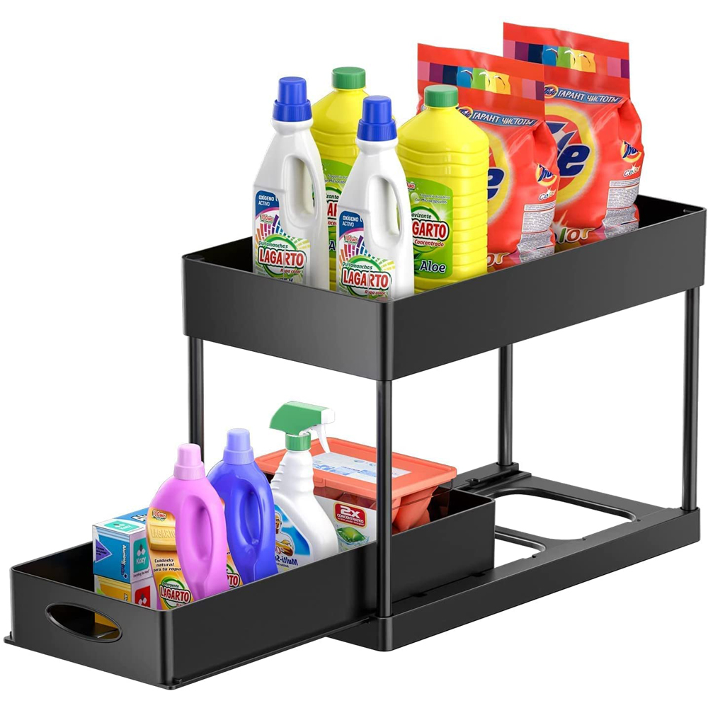 Saim Under Sink Organizer, 2 Tier Under Sliding Basket