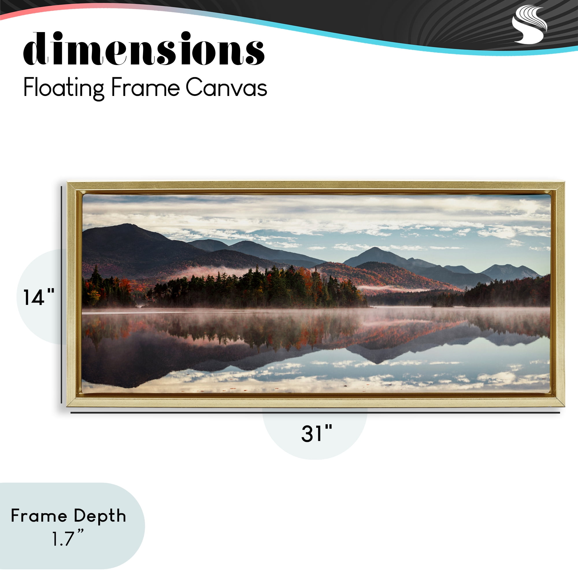 Stupell Industries Panoramic View From Boreas Ponds Gold Framed Floater Canvas Wall Art, design by Jonathan Zaharek
