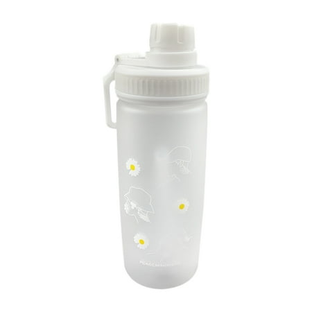 

Machinehome Water Bottle 600ml Flower Frosted Water Cup Plastic Portable Drinking Bottle with Straw 3 Flowers