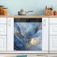 thumbnail image 5 of IAUYY Magnetic decorative sticker - 23x26 Inch PVC Refrigerator Decorative Cover, Removable DIY Art for Kitchen Appliances Blue Gold Liquid, 5 of 6