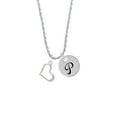 thumbnail image 2 of Delight Jewelry Silvertone Slanted Open Heart Silvertone Script Initial Disc - P - Charm Necklace, 20"+3", 2 of 4
