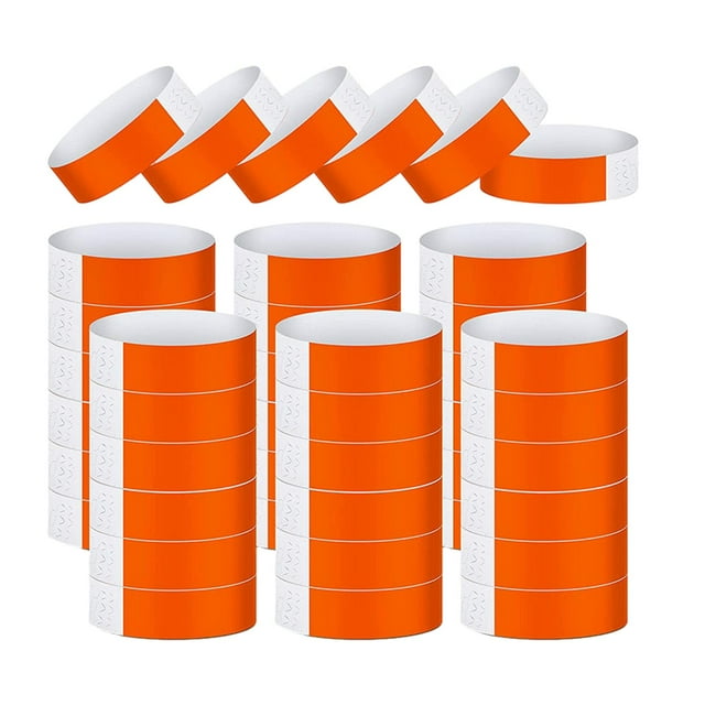 600x Brazaletes de papel Brazaletes de identificación impermeables Bandas de neón livianas Bandas para Naranja