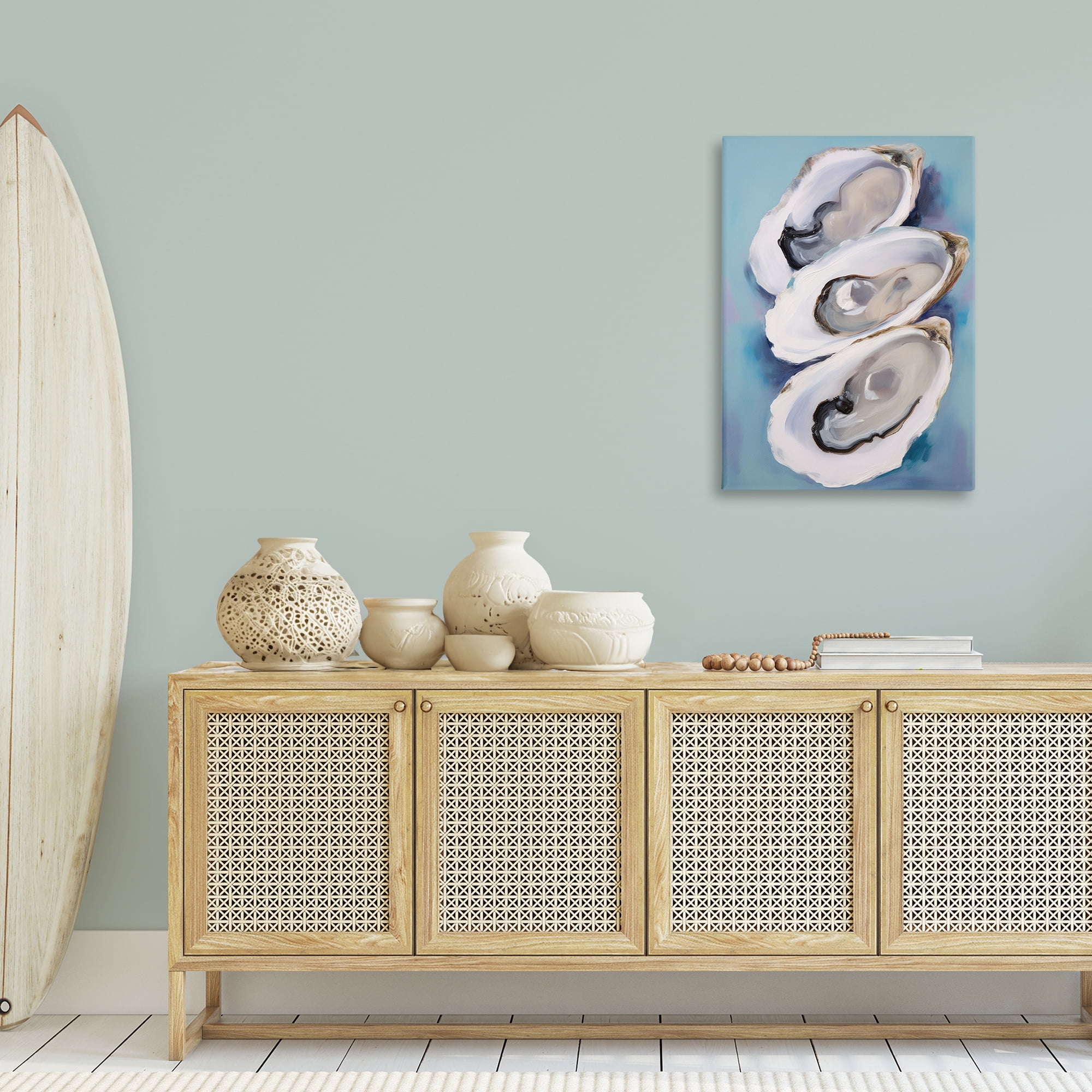 Stupell Industries Three Oyster Shells Animals & Insects Painting Gallery Wrapped Canvas Art Print Wall Art, 24 x 36