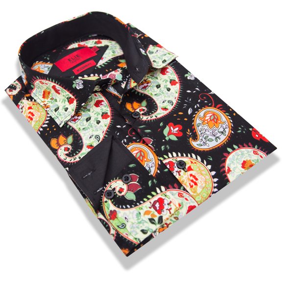 Elie Balleh Black Big Paisley Boys Shirt