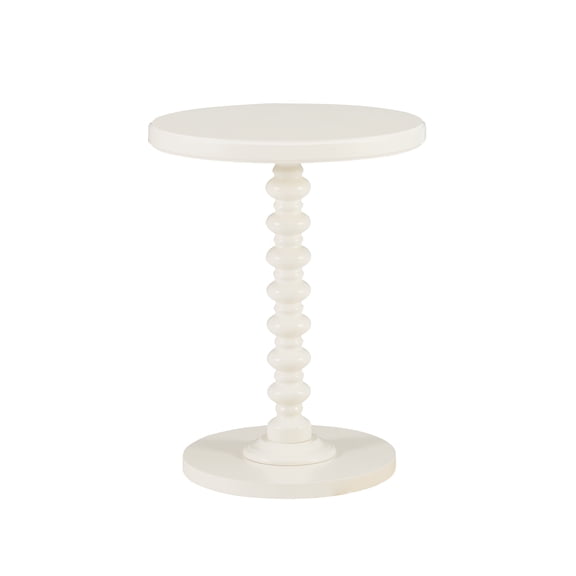 Powell Pesaro Round Pedestal Indoor Accent Side Table, 22.25" Tall, Off White