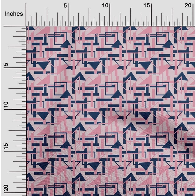 oneOone Cotton Poplin Fabric Square & Triangle Geometric Printed Fabric 1 Yard 56 Inch Wide