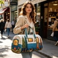 thumbnail image 3 of Quilted Duffel Bags for Traveling, Weekend Travel Tote Floral Embroidered Overnight Bag Weekender Carry On Barrel Bag for Women Girls, 16 Inch (G), 3 of 8