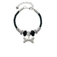 thumbnail image 2 of Delight Jewelry Silvertone Large Clear Crystal Dog Bone Big Sister Celtic Knot Leather Bead Bracelet, 7"+2" Extender, 2 of 4