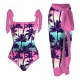 thumbnail image 1 of MKLEKYY Trajes De Baño Mujer 2 Piezas Women 1 Piece Swimwear+1 Piece Cover Up Two Piece Vintage Print Swimsuit Monokini Bikini 2 Piece Swimsuits Two Piece Tankini Set 1599, 1 of 4