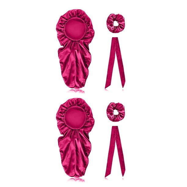 Conjunto de 3 piezas de gorro de dormir de satén Naiovety Rosa roja 2piezas