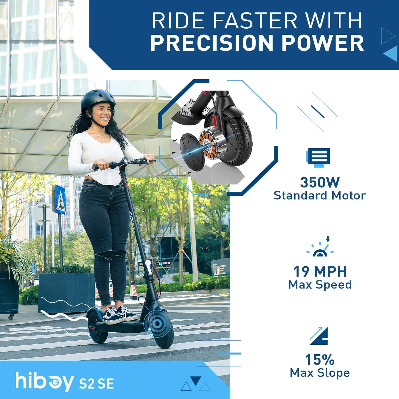 Hiboy Electric Scooter for Adults, 10" Larger Tires, 17 Miles Range, 19MPH Max Speed, 430W Peak Motor , Dual Brake System, Folding E-Scooter