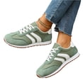 thumbnail image 4 of EKVAHL Women's Retro Low-Top Suede Sneakers, Lace-Up Casual Color Block Shoes, Breathable Rubber Sole Non-Slip Mesh Walking Trainers Green, 4 of 6