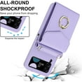 thumbnail image 5 of Phone Case for Samsung Galaxy Z Flip 3 5G 2021 Wallet Cover with RFID Blocking Ring Crossbody Wrist Strap Stand Credit Card Holder Leather Cell Accessories ZFlip3 Z3 Flip3 3Z Women Men Purple, 5 of 11
