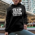 thumbnail image 2 of Could Be a Train Station Kinda Day - Traveler & Railway Staff or Worker, Black Hooded Sweatshirt or Hoodie, 3XL, 2 of 5
