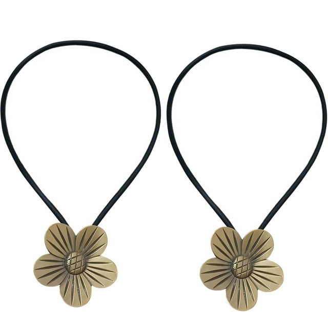 Corbata de cortina, cuerda decorativa para ventana, correa de adsorción de cortinas de flores de metal para baño de oficina, bronce verde 2 Piezas Eigraketly HA002832-04
