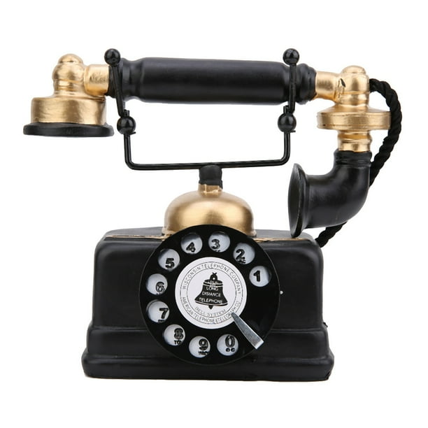 Teléfono antiguo retro vintage con cable, teléfono fijo con cable, adorno decorativo para escritorio de casa