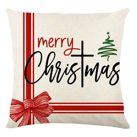 

WIQUOKETT Christmas Pillow Covers 18x18in Christmas Decorations Stripe Christmas Pillows Winter Holiday Throw Pillows Christmas Farmhouse Decor for Couch Bathroom Accessories Bedroom Decor Room Decor