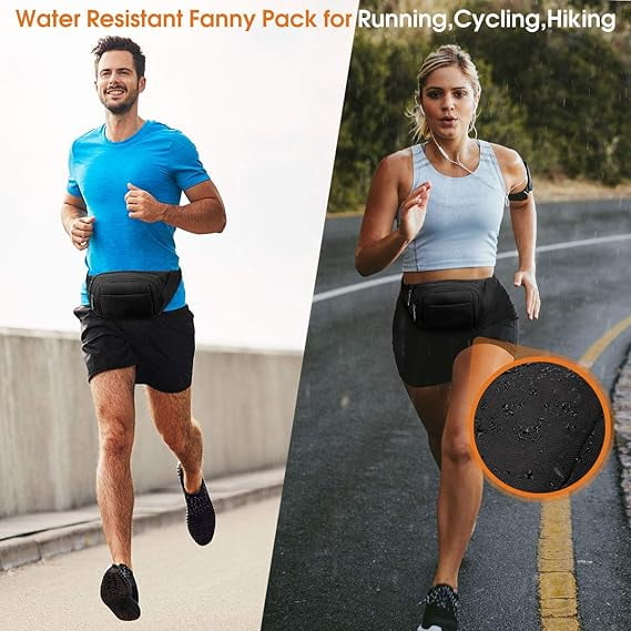Bumbags and Fanny Packs for Women Men Large Capacity Waist Pack 4 Pockets - Waterproof Running Belt