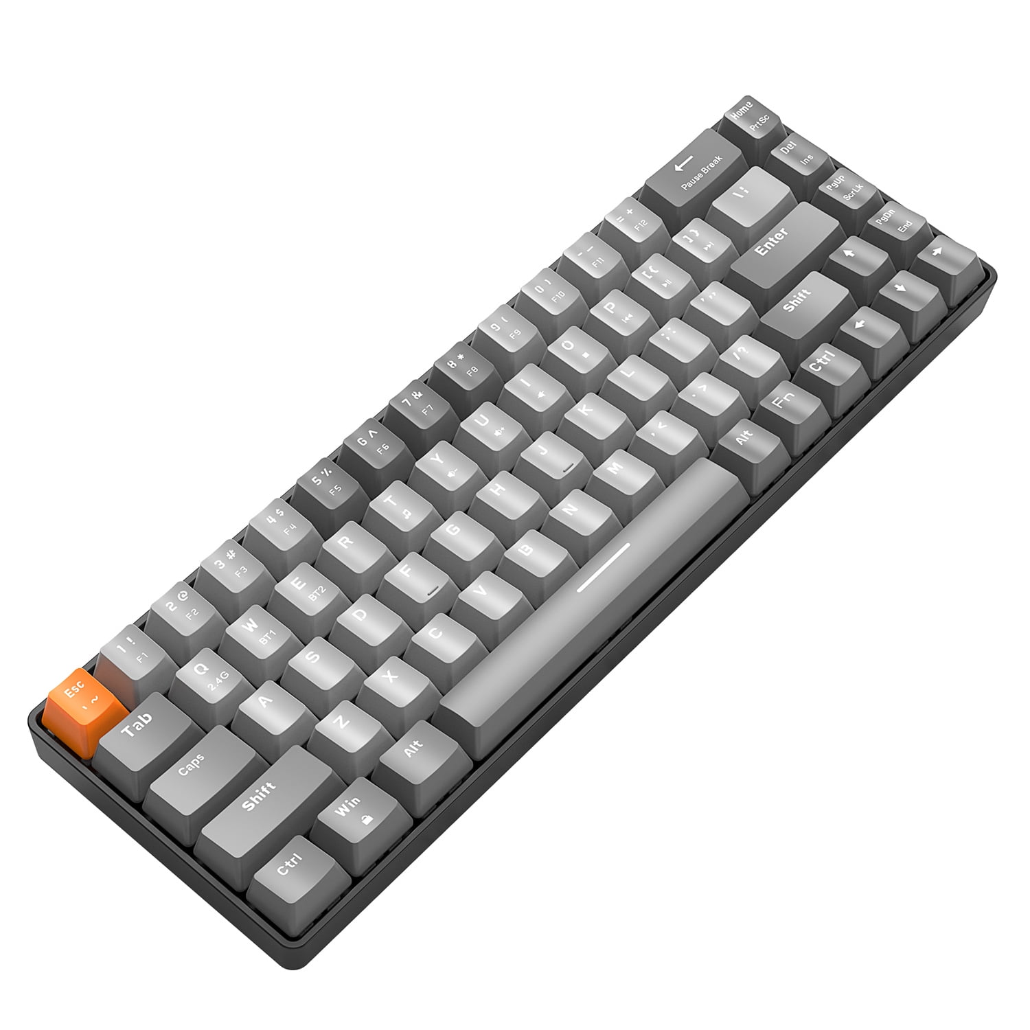 ZIYOULANG K68 60% Wireless Mechanical Keyboard, Bluetooth 5.0/2.4GHz with Dual Mode 2-in-1 Receiver, Ergonomic Compact 68-Key Hot Swappable Gaming Keyboard, Red Switch for Mac Windows PC