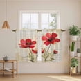 thumbnail image 3 of Red Flowers Tier Curtains, Retro Farmhouse Botanical Floral Painting Light Filtering Kitchen Curtains, 2Pcs Rod Pocket Half Window Treatments Panels for Sink Cafe Cabinet Basement 27.5x45 Inches, 3 of 9
