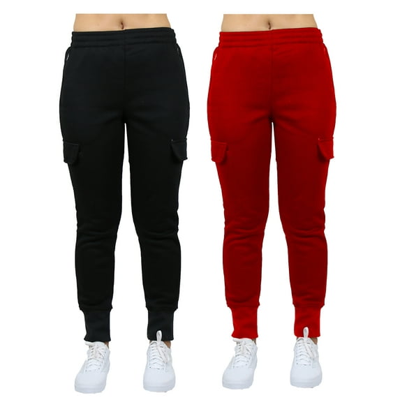 GBH Women's 2-Pack Fleece-Lined Loose-Fit Cargo Jogger Sweatpants (S-XL)