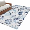 thumbnail image 2 of Summer Marine Life Washable Area Rugs 2.7'x5', Ocean Watercolor Sea Conch Starfish Shell Coastal Low Pile Throw Living Room Rug Non-Slip Sturdy Edge Binding Carpet for Indoor Entryway Bedside Kitchen, 2 of 9