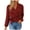 Wine, variant on Women's Wrap Front Tie Waist Blouse V-Neck Long Sleeve Puff Sleeve Top with Adjustable Belt in Solid Colors(Green, XL)