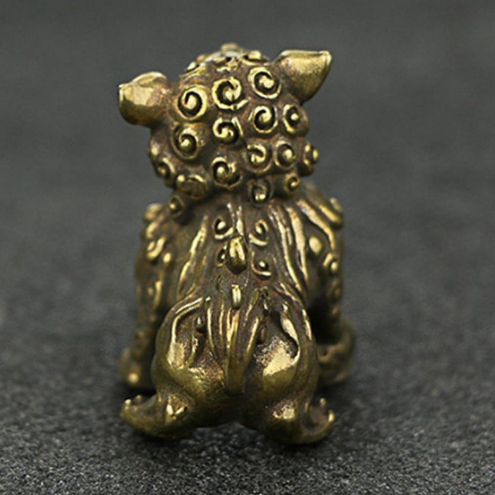 2 Pack Pure Copper Lion Ornament Miniature Statue Decor Office