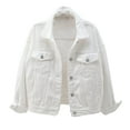 thumbnail image 1 of Women Spring And Autumn Coats Warm Solid Long Sleeve Denim Jacket Outerwear, 1 of 3