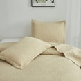 thumbnail image 5 of Smuge Ultrasonic Quilt Set, Reversible Lightweight Soft Microfiber Bedspread Coverlet, Solid Beige, 3 Piece Set (1 Bedspread, 2 Pillow Shams), Twin Size, 5 of 8