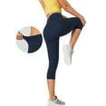 thumbnail image 6 of Htigea Womens High Waist Capri Yoga Leggings Cropped Pant for Workout with Two Pockets Navy 2XL, 6 of 6