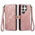 thumbnail image 2 of Nalacover Case for Samsung S22 Ultra, with RFID Blocking Card Slot Holder, Magnetic Flip Folio Purse Case, PU Leather Zipper Handbag with Detachable Lanyard Strap for Samsung Galaxy S22 Ultra, Pink, 2 of 12