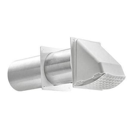 Outdoor Vent Hood Lambro 222W Preferred Hood Vent With Tail Pipe and Trim Plate 3 Inch White Plastic ()