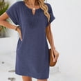 thumbnail image 6 of Levmjia Womens Short Sleeve Nightgown V Neck Lace Trim Solid Color Loose Mini Dress With Side Pockets Home Sleep Casual Lightweight Comfortable Daily Indoor Leisure Wear, 6 of 8