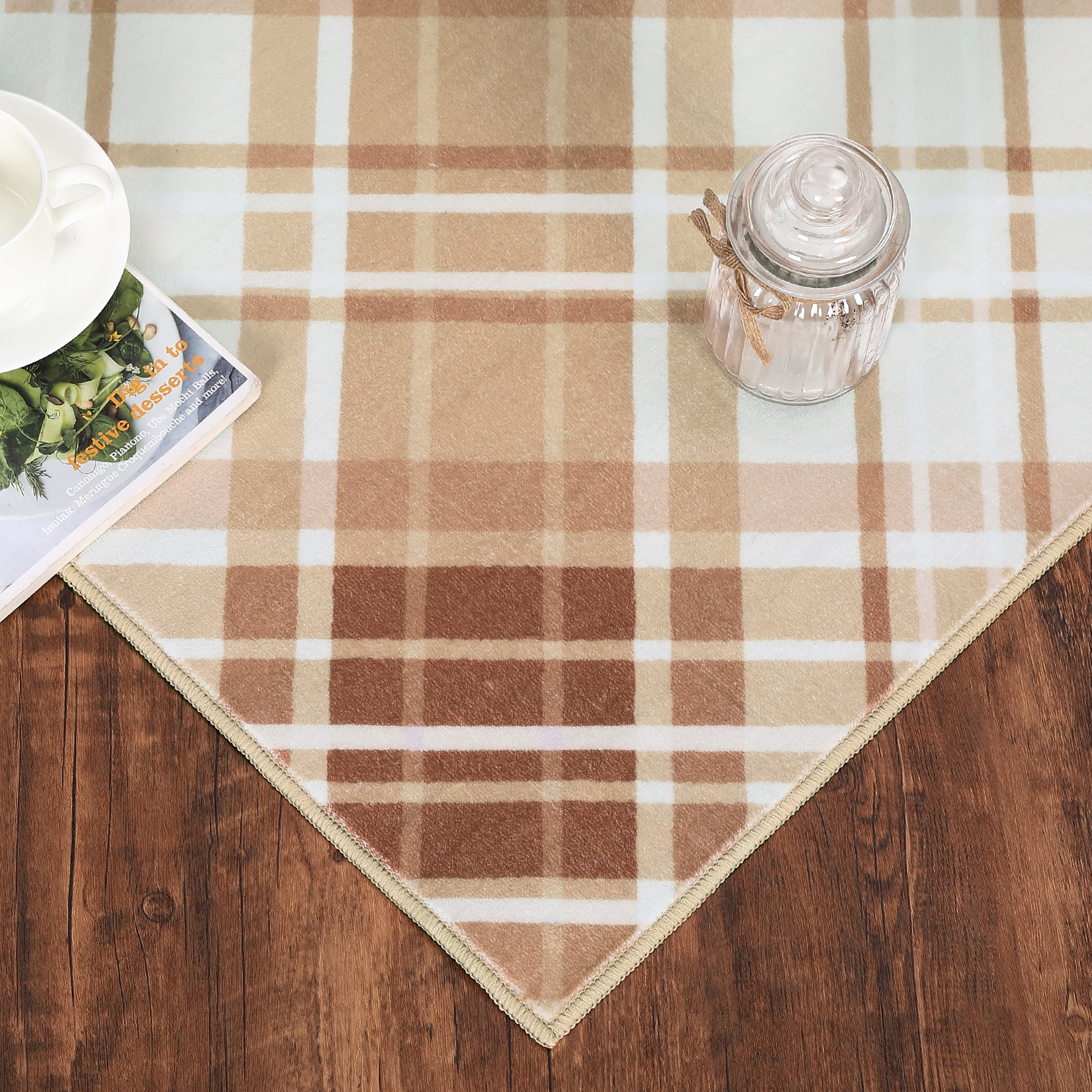 FairOnly 10' x 13' Extra Large Rug for Office Living Room BedroomPlaid Design Area Rug Non-Slip Carpet, Brown