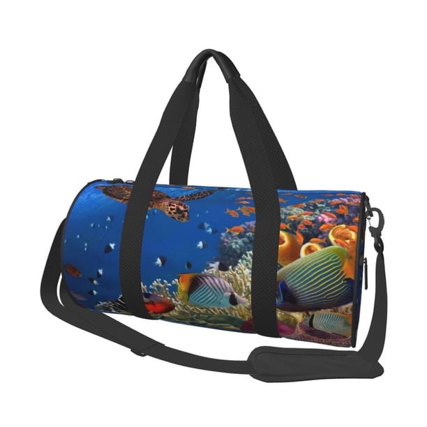 Balery Colorful Coral Reef Bolsa de Gimnasio para Mujeres y Hombres, Bolsa de Viaje Impermeable, Bolsa de Fin de Semana con Compartimento para Zapatos y Bolsillo Húmedo