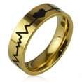 thumbnail image 2 of HOOUN Men Women Heartbeat Fashion Wedding Ring Stainless Steel Engagement Promise Ring-10-Gold, 2 of 2