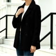 thumbnail image 5 of Riecok Pea Coats for Women Long Sleeve Button down Jackets Lapel Collar Overcoat Warm Casual Winter Outerwear L, 5 of 6